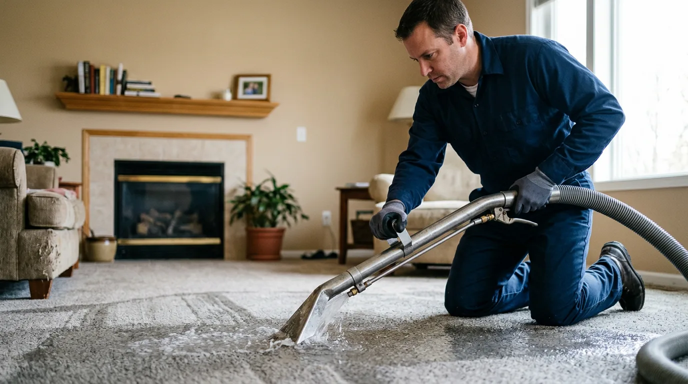 Water damage restoration technician working near Cameron, NY